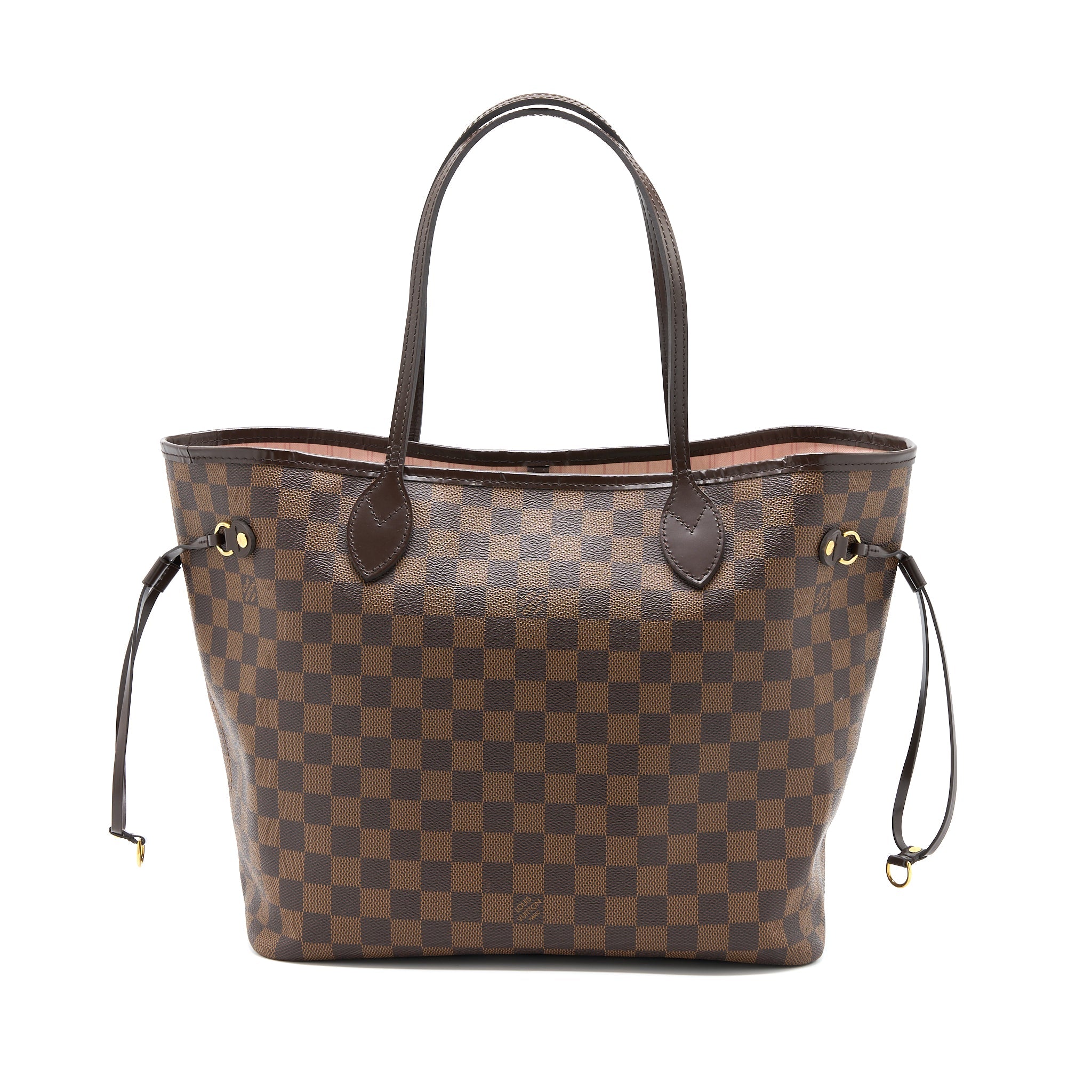 AAA Replica Louis Vuitton LV NEVERFULL MM DAMIER EBENE/PINK GHW