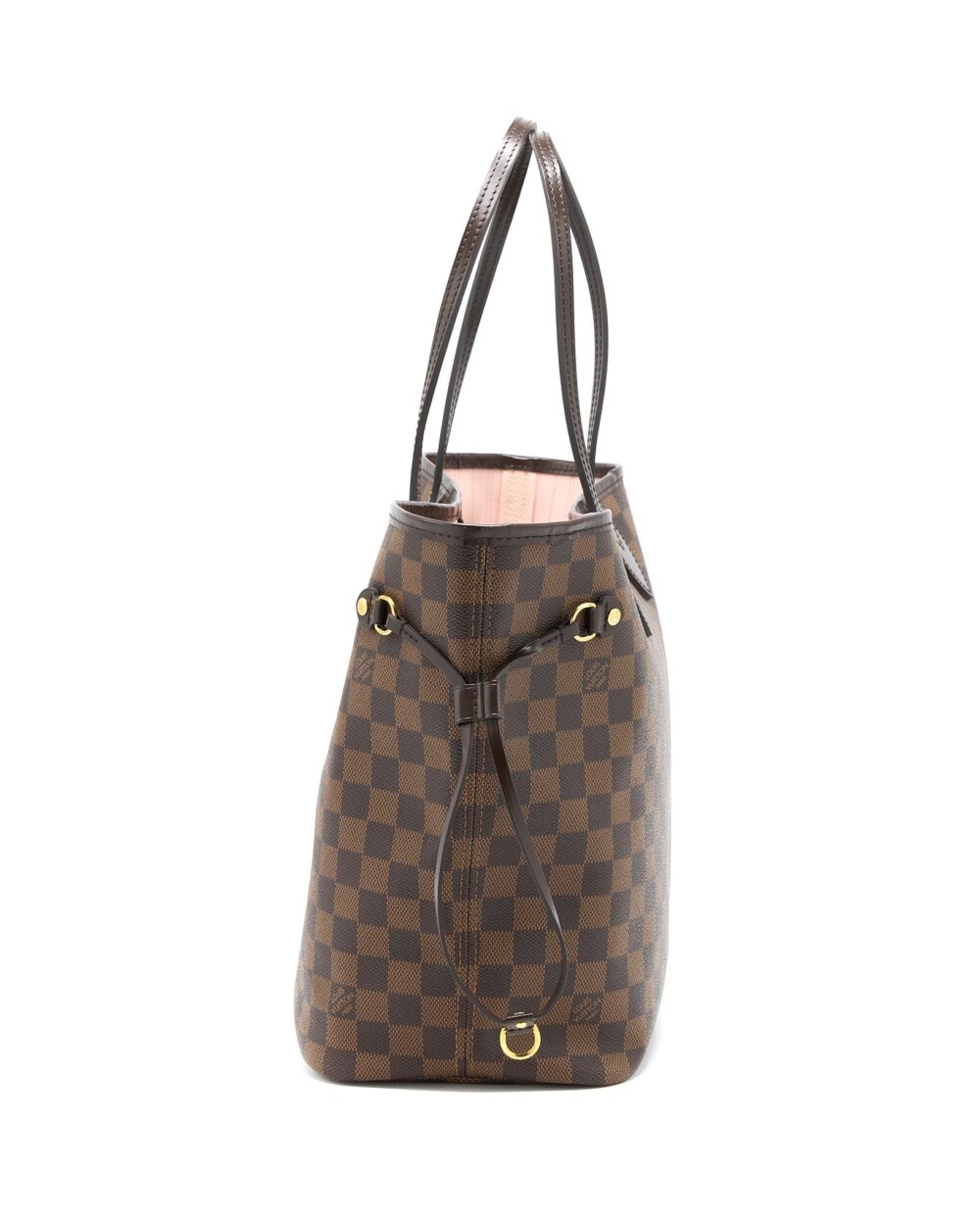 AAA Replica Louis Vuitton LV NEVERFULL MM DAMIER EBENE/PINK GHW