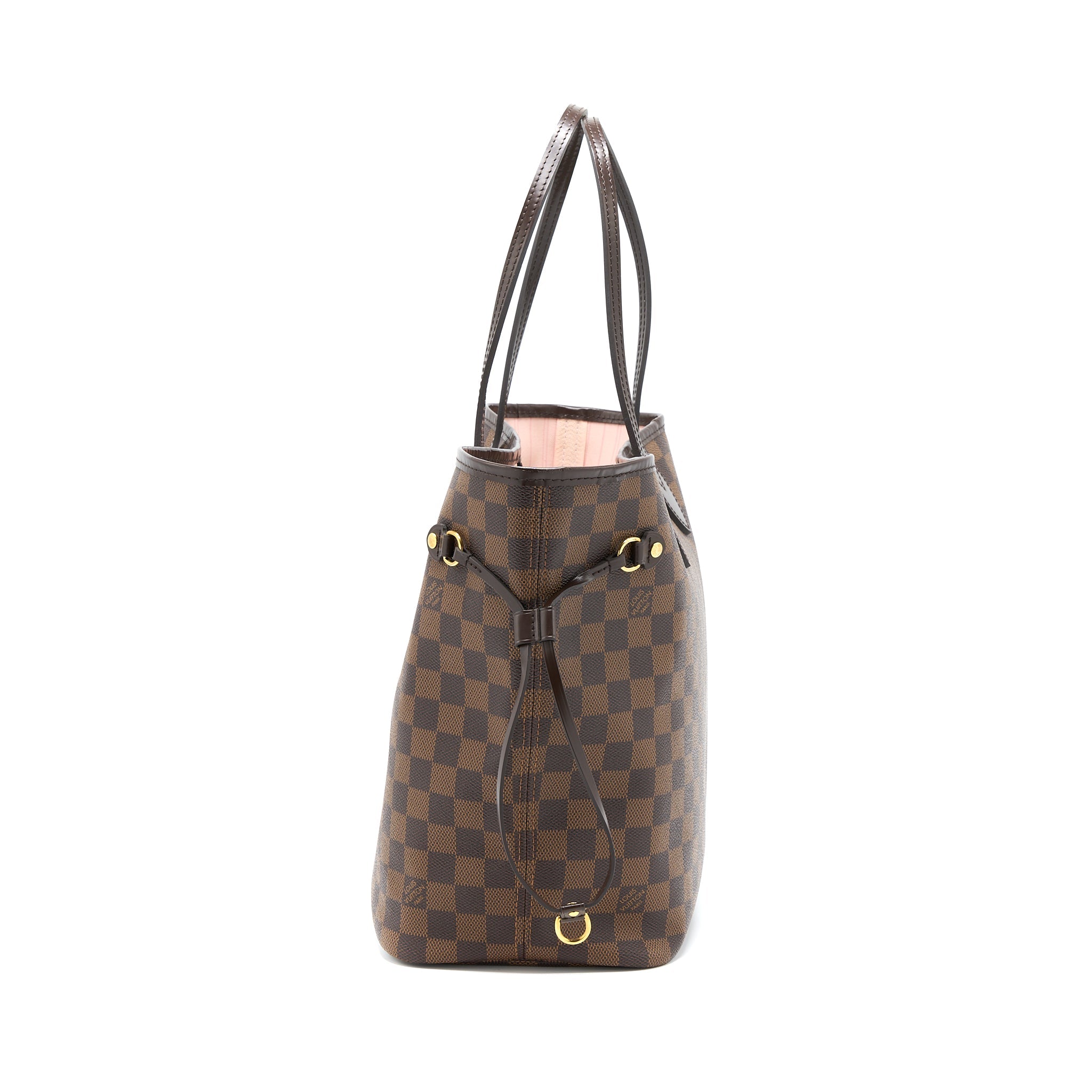 AAA Replica Louis Vuitton LV NEVERFULL MM DAMIER EBENE/PINK GHW