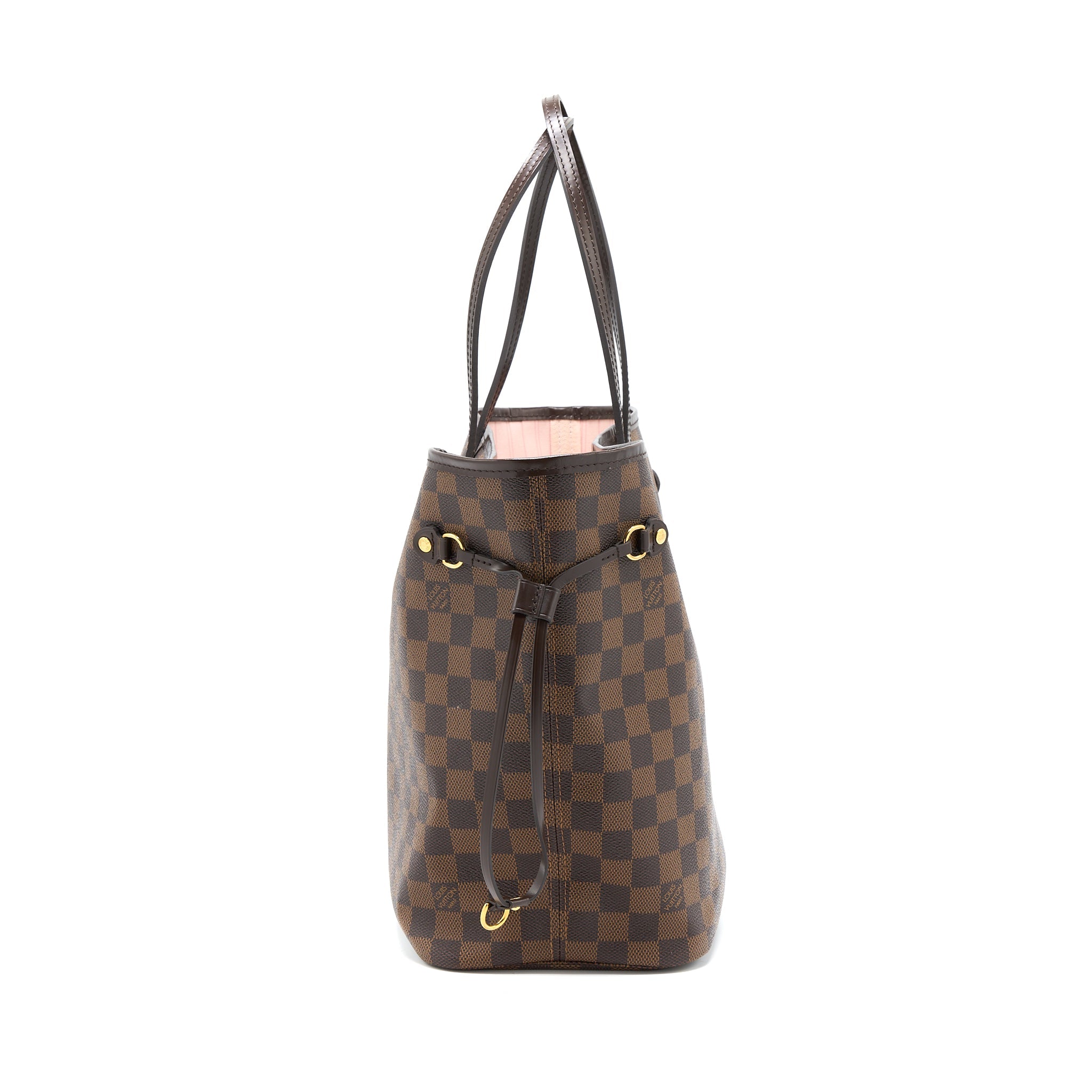 AAA Replica Louis Vuitton LV NEVERFULL MM DAMIER EBENE/PINK GHW