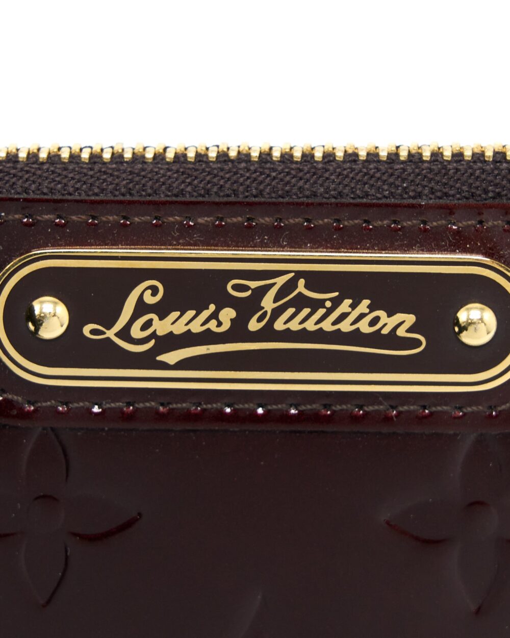 AAA Replica Louis Vuitton LV ZIPPY POUCH WITH KEY CHAIN PATENT DARK RED GHW