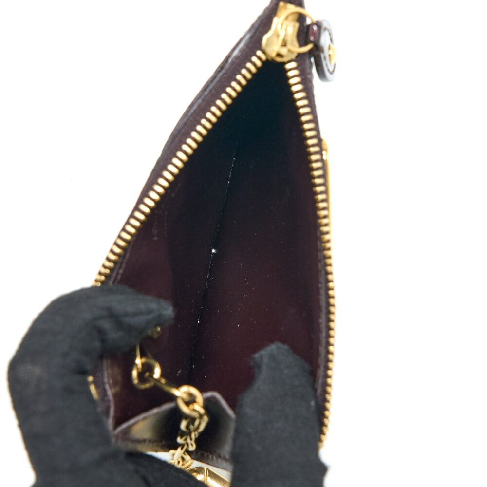 AAA Replica Louis Vuitton LV ZIPPY POUCH WITH KEY CHAIN PATENT DARK RED GHW