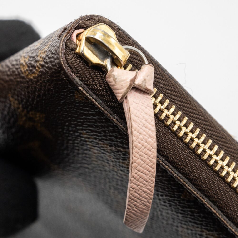 AAA Replica Louis Vuitton LV CLEMENCE LONG WALLET MONOGRAM CANVAS ROSE BALLERINE GHW