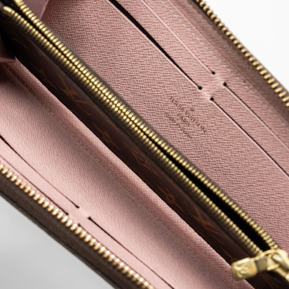 AAA Replica Louis Vuitton LV CLEMENCE LONG WALLET MONOGRAM CANVAS ROSE BALLERINE GHW