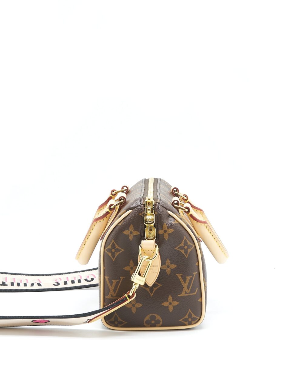AAA Replica Louis Vuitton LV SPEEDY BANDOULIERE 20 MONOGRAM CANVAS BLACK STRAP
