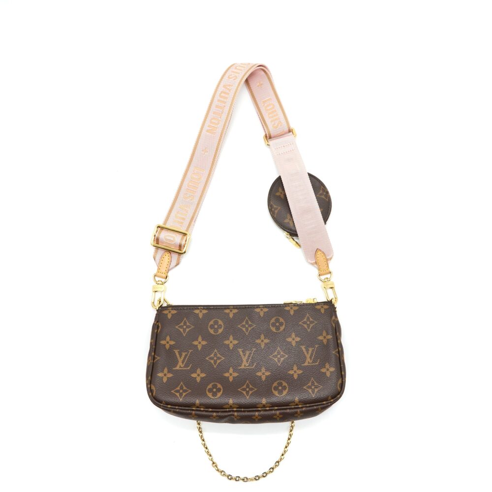 AAA Replica Louis Vuitton LV MULTI POCHETTE ACCESSORIES ROSE CLAIR MONOGRAM CANVAS GHW