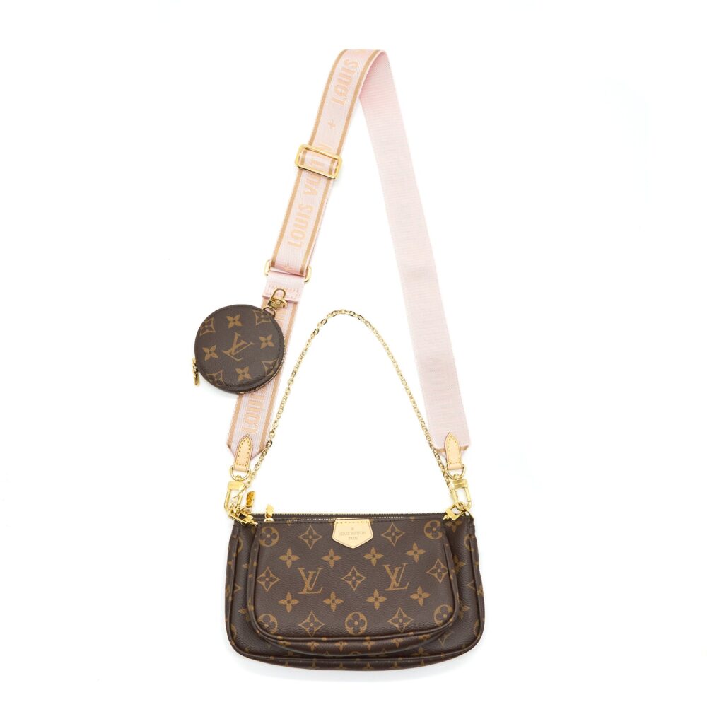 AAA Replica Louis Vuitton LV MULTI POCHETTE ACCESSORIES MONOGRAM CANVAS ROSE CLAIR GHW