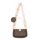 AAA Replica Louis Vuitton LV MULTI POCHETTE ACCESSORIES MONOGRAM CANVAS ROSE CLAIR GHW