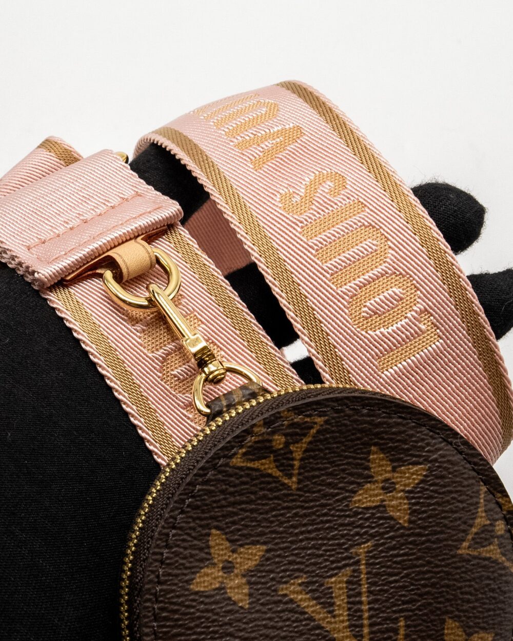 AAA Replica Louis Vuitton LV MULTI POCHETTE ACCESSORIES MONOGRAM CANVAS PINK STRAP GHW