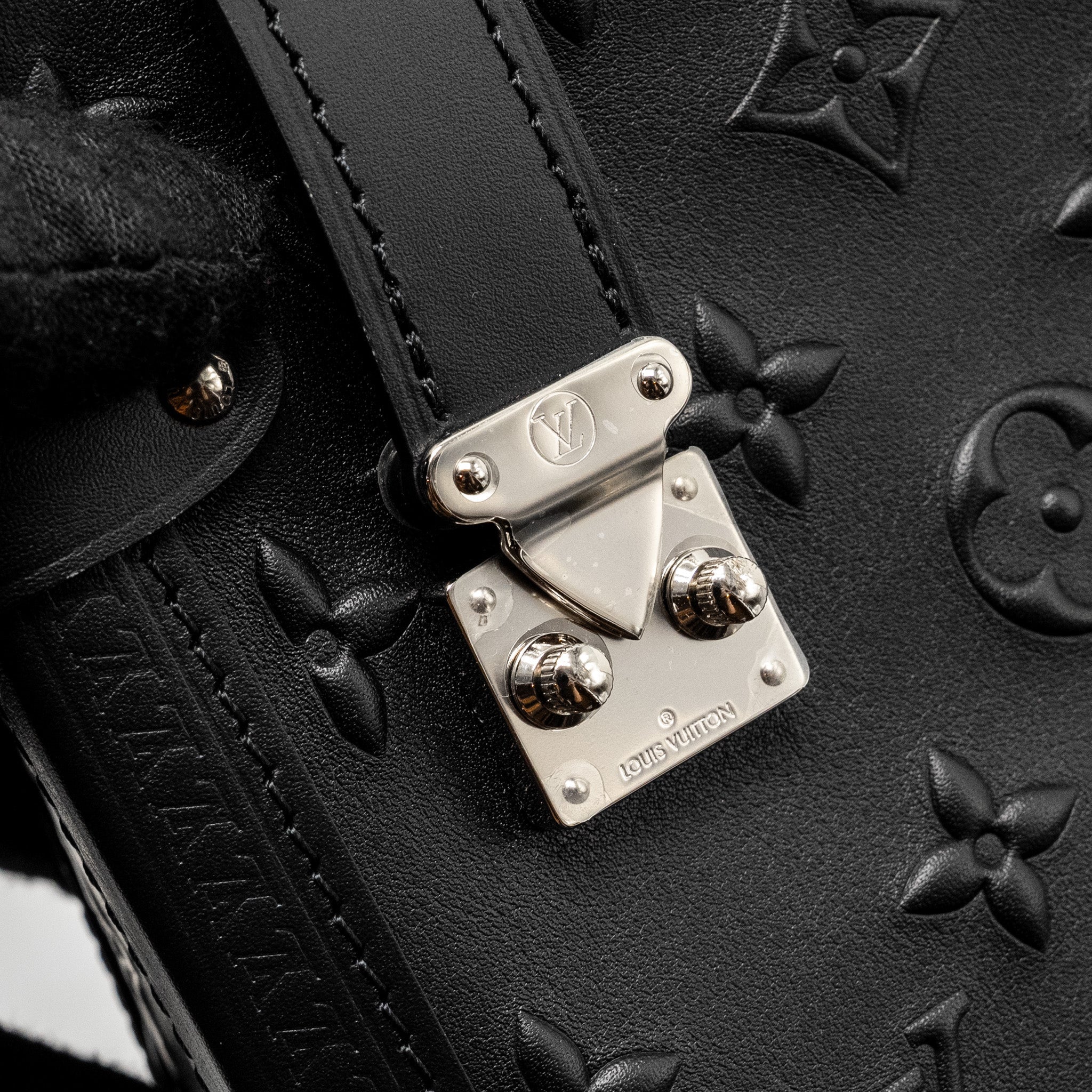 AAA Replica Louis Vuitton LV SIDE TRUNK MONOGRAM DEBOSSED CALFSKIN BLACK SHW
