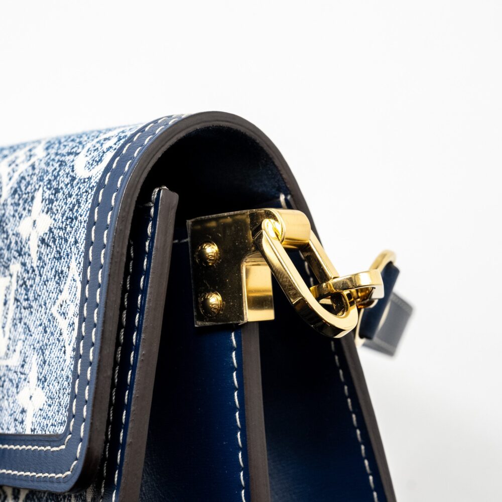 AAA Replica Louis Vuitton LV MINI DAUPHINE DENIM BLUE GHW