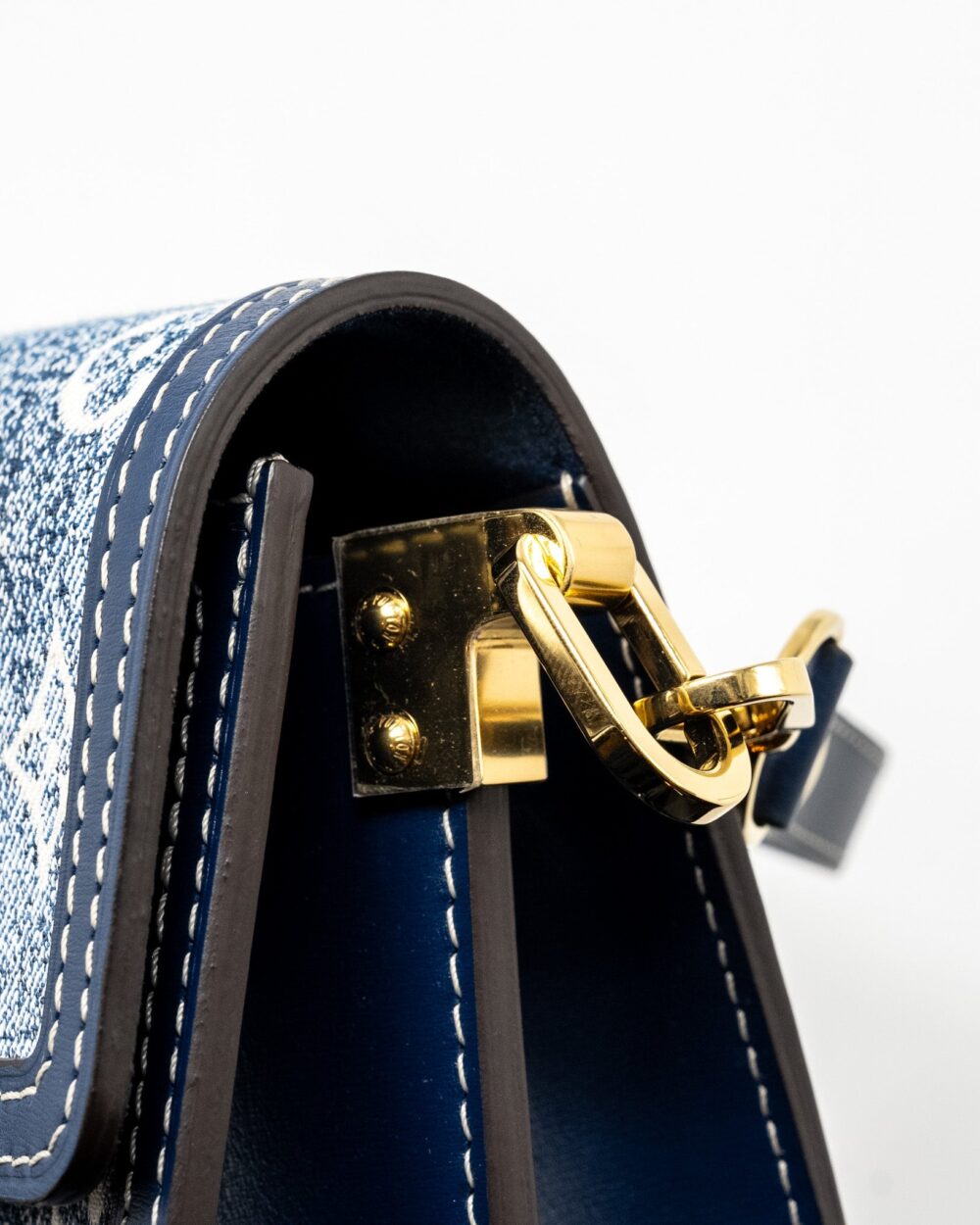 AAA Replica Louis Vuitton LV MINI DAUPHINE DENIM BLUE GHW