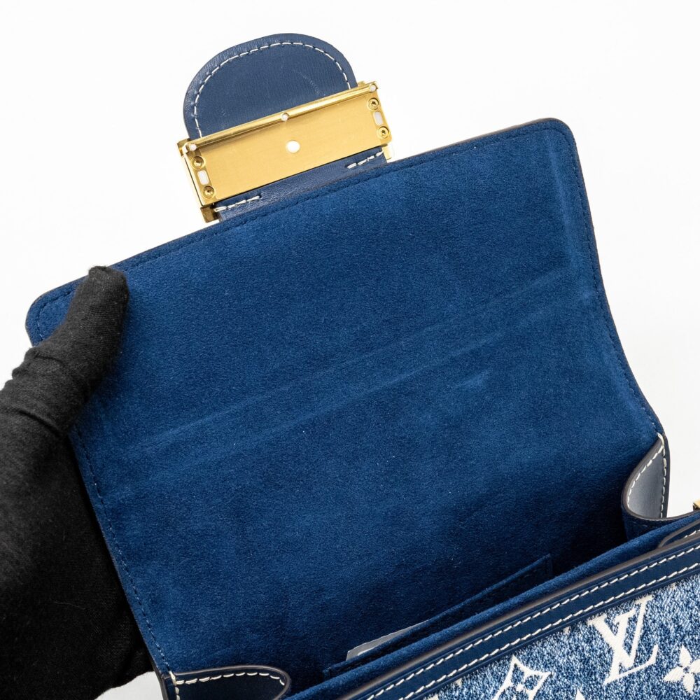 AAA Replica Louis Vuitton LV MINI DAUPHINE DENIM BLUE GHW