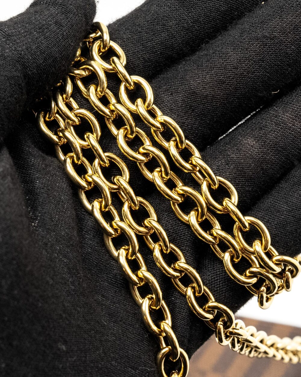 AAA Replica Louis Vuitton LV VAVIN CHAIN WALLET DAMIER EBENE CANVAS GHW