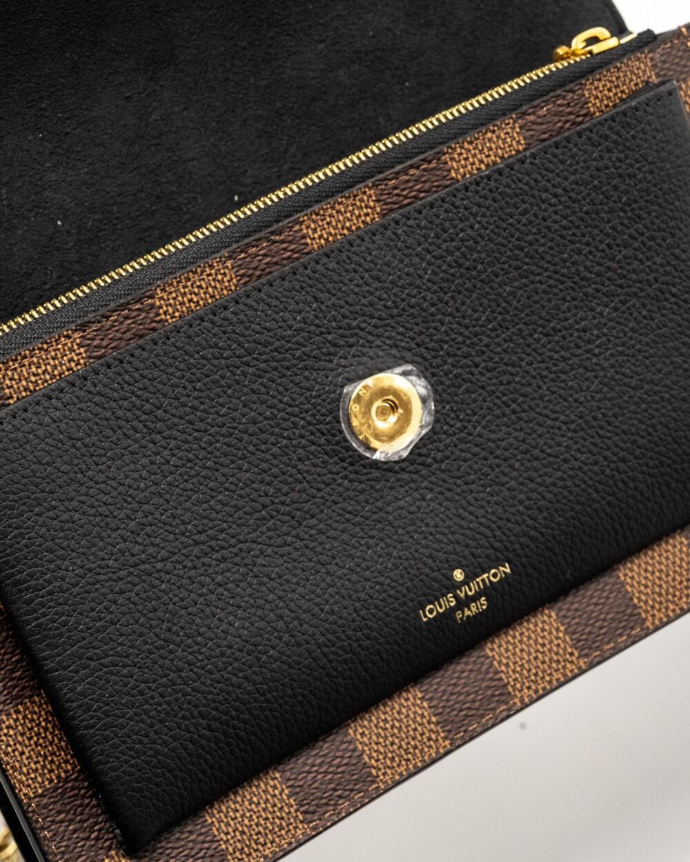 AAA Replica Louis Vuitton LV VAVIN CHAIN WALLET DAMIER EBENE CANVAS GHW