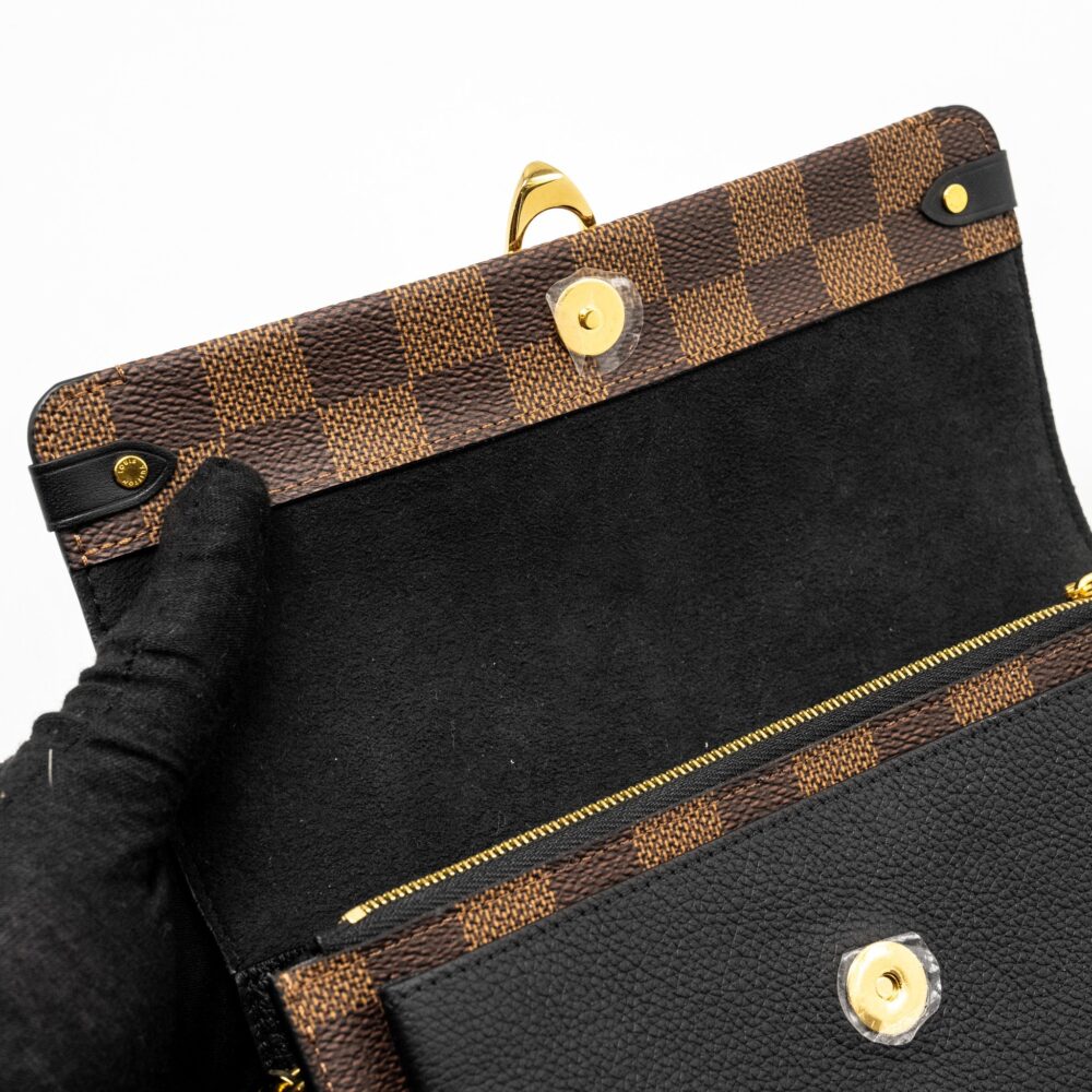 AAA Replica Louis Vuitton LV VAVIN CHAIN WALLET DAMIER EBENE CANVAS GHW