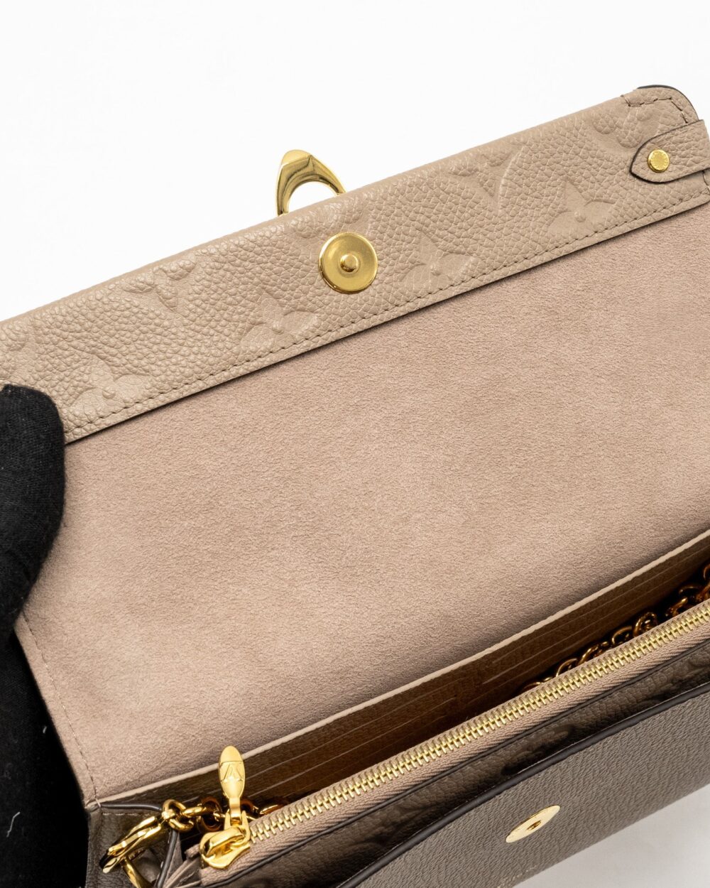 AAA Replica Louis Vuitton LV VAVIN CHAIN WALLET MONOGRAM EMPREINTE GREY GHW
