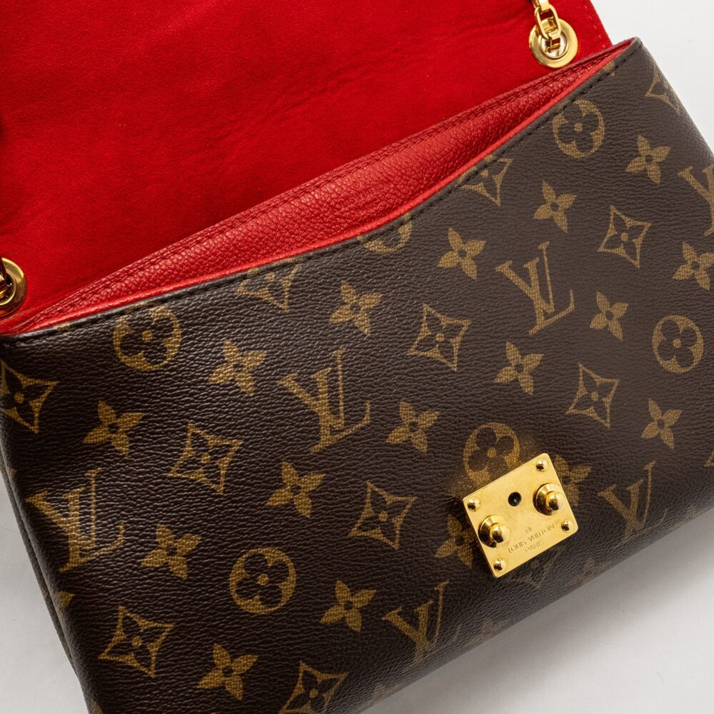 AAA Replica Louis Vuitton LV PALLAS CHAIN BAG MONOGRAM CANVAS/LEATHER RED GHW