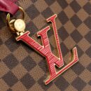 AAA Replica Louis Vuitton LV RIVERSIDE TOTE BAG DAMIER EBENE CANVAS RED/BROWN GHW