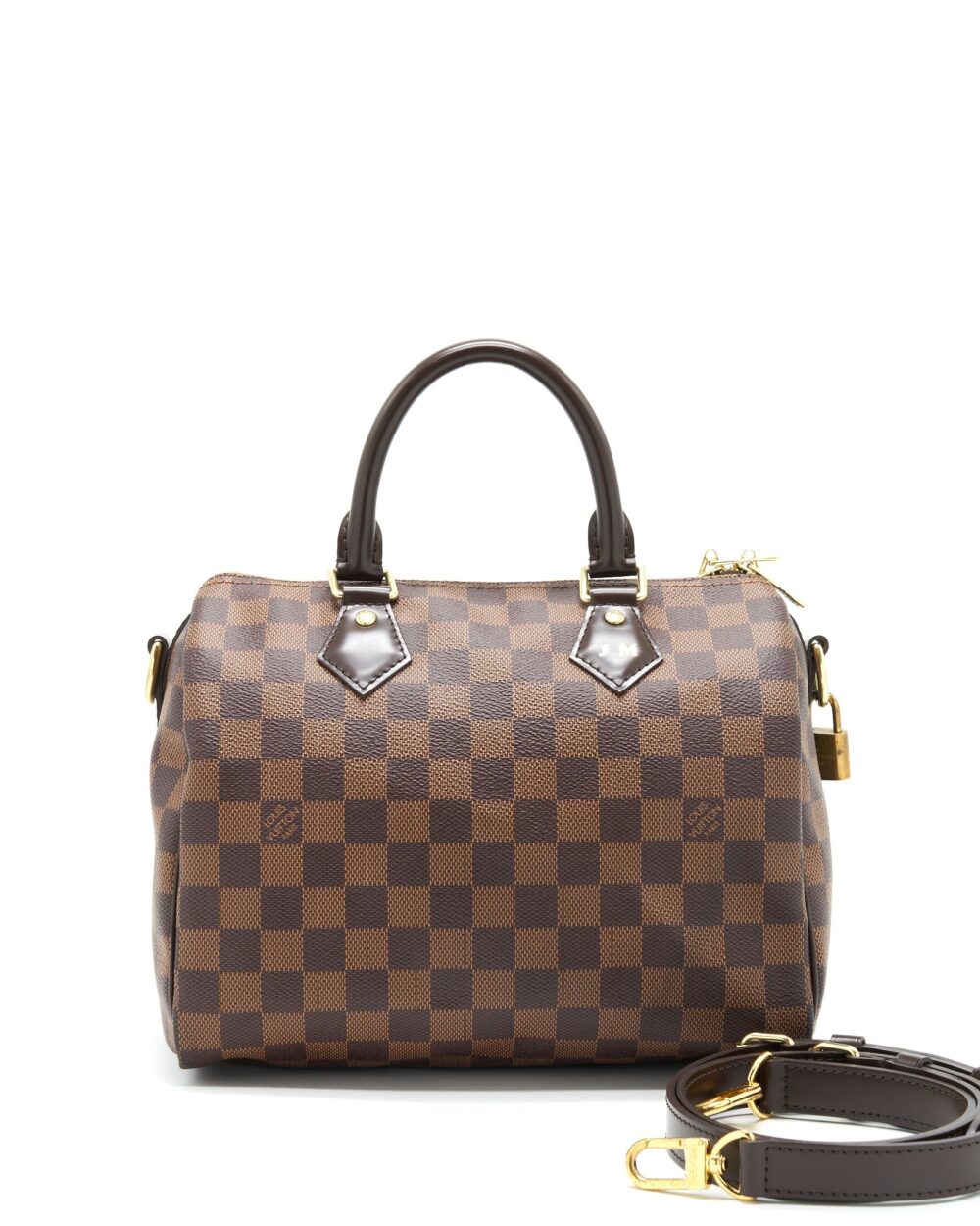 AAA Replica Louis Vuitton LV SPEEDY 25 DAMIER EBENE WITH STRAP