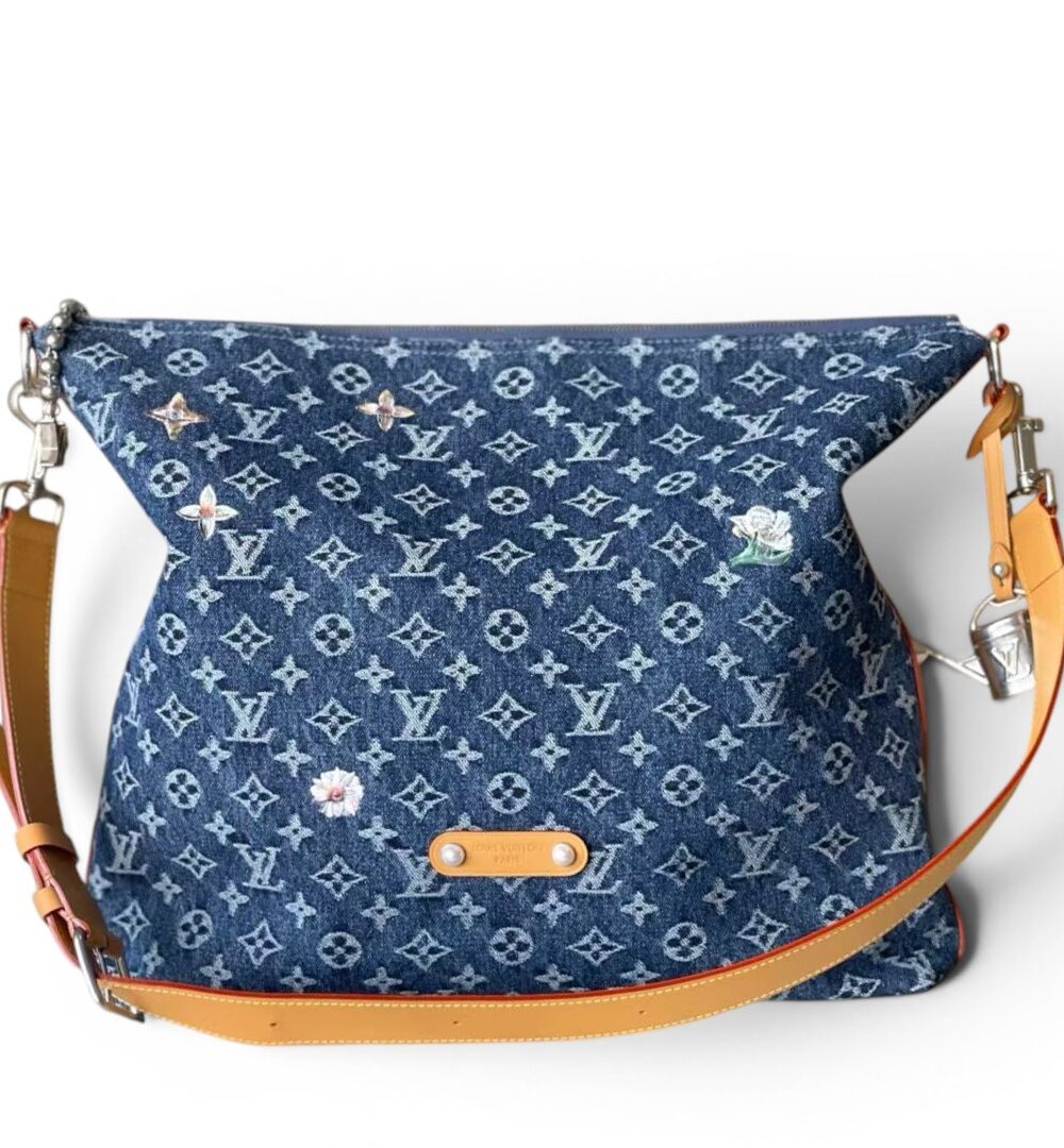 AAA Replica Louis Vuitton LV Vagabond Hobo Monogram Floral Denim M27555