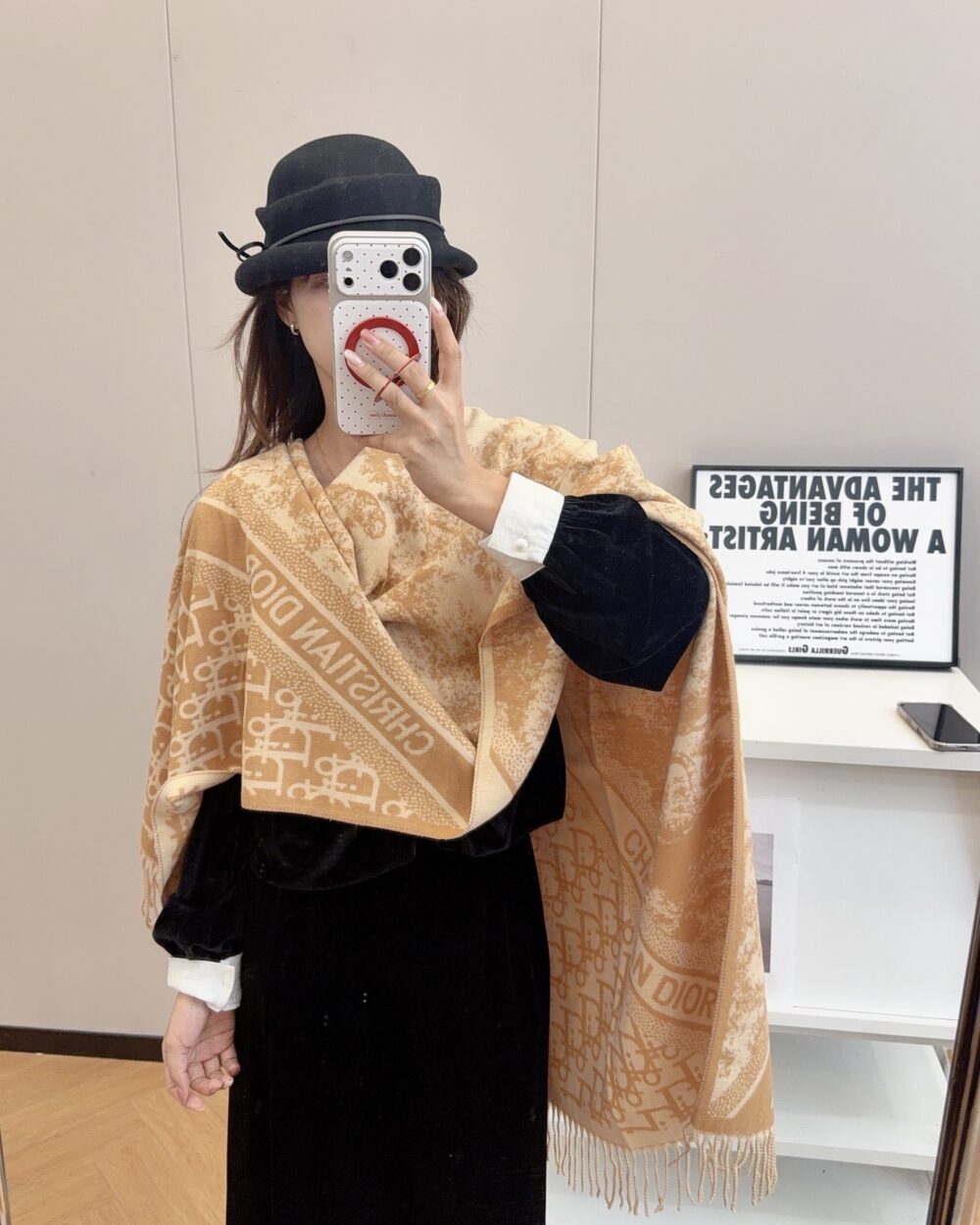 Louis Vuitton Camel Monogram Cashmere Scarf