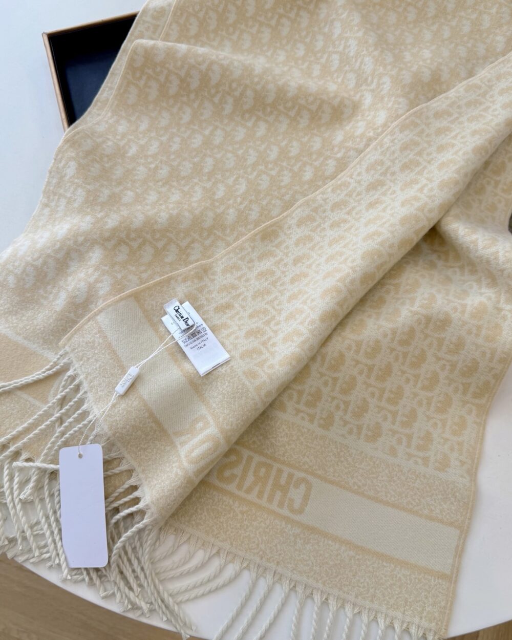 Louis Vuitton Beige Monogram Wool Scarf