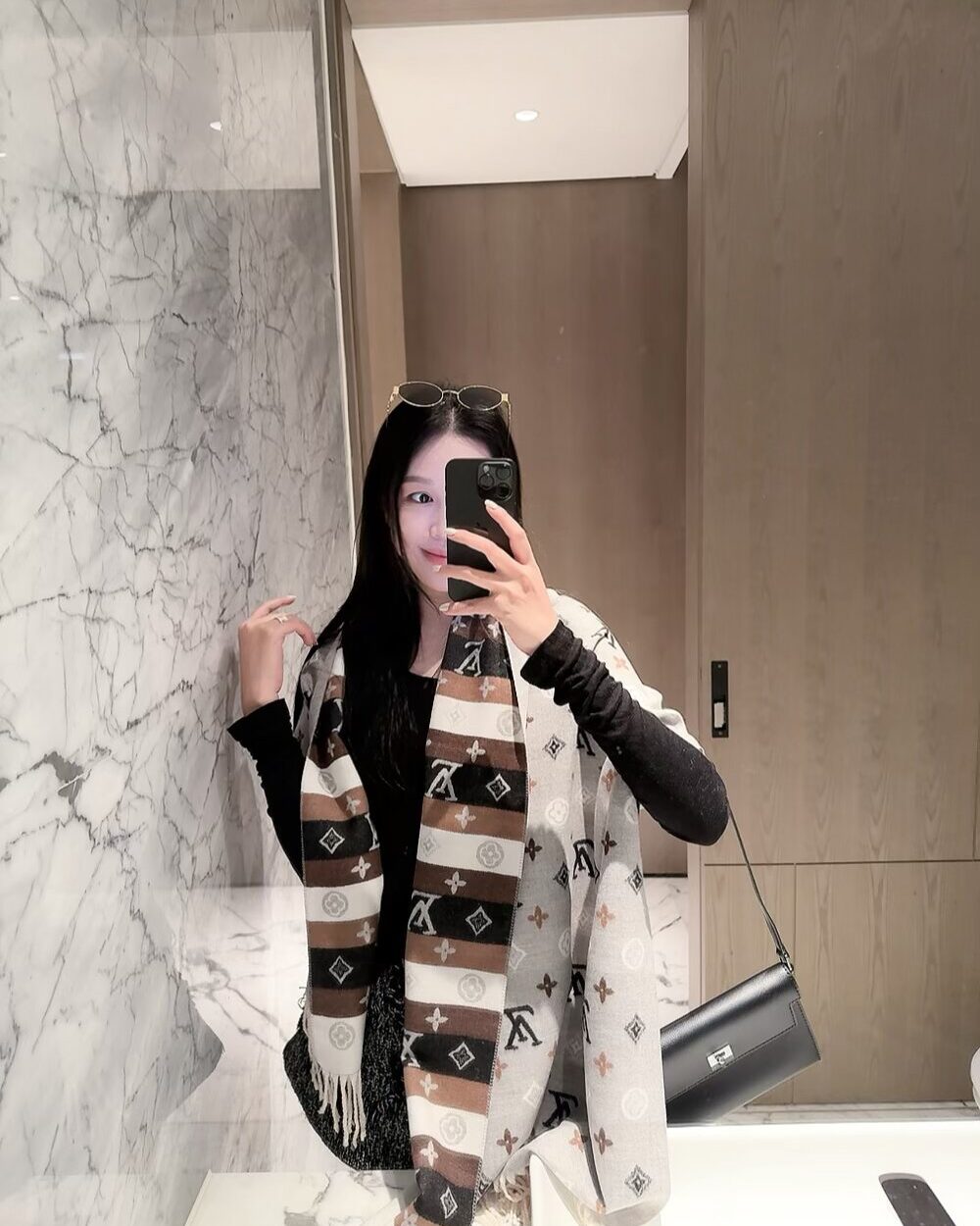 Louis Vuitton Brown Monogram Wool Scarf