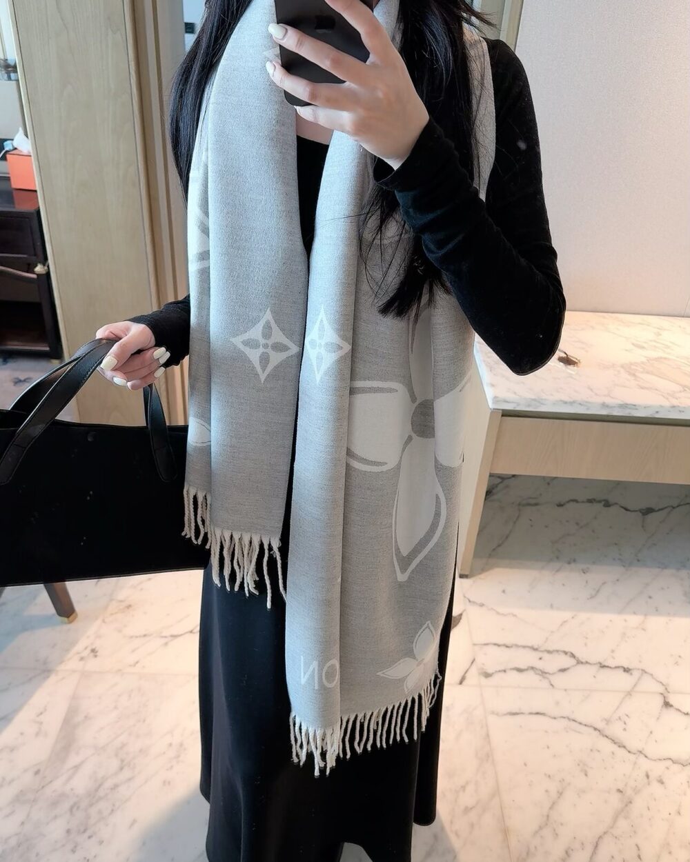Louis Vuitton Light Blue Monogram Cashmere Scarf