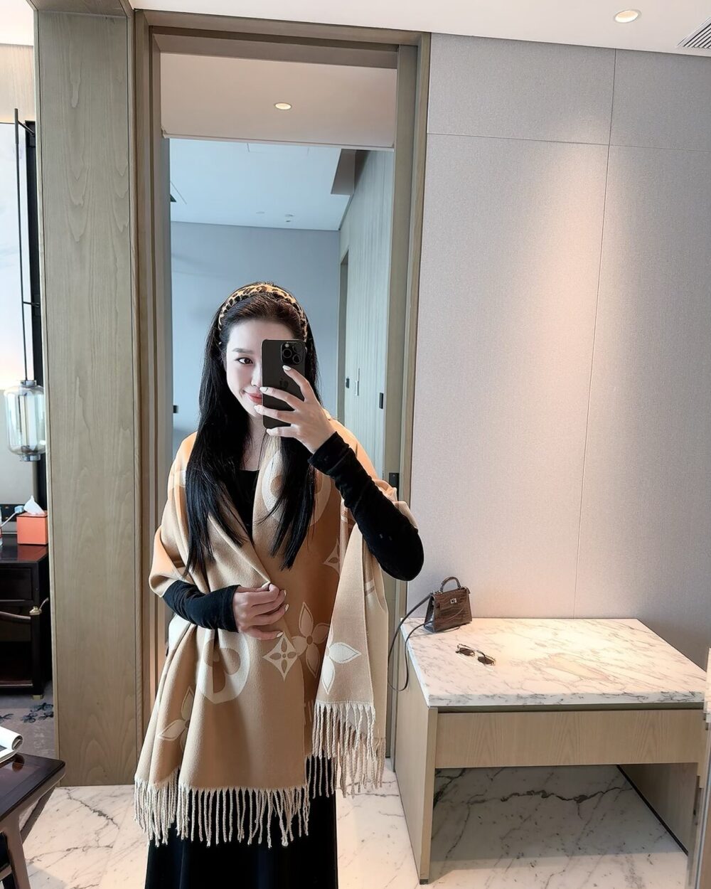 Louis Vuitton Grey Monogram Cashmere Scarf