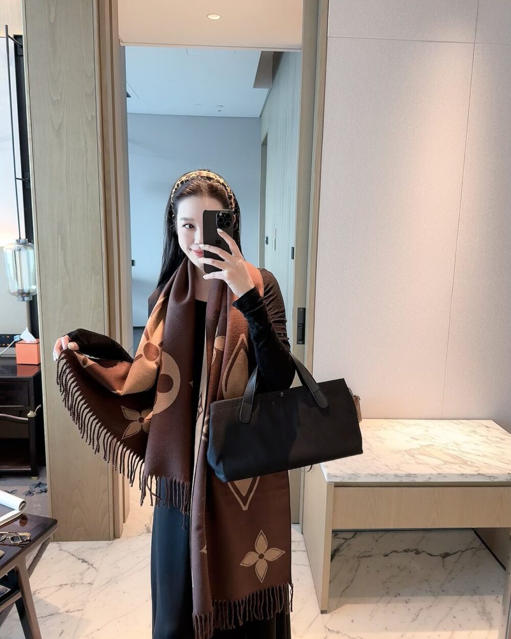 Louis Vuitton Brown Monogram Cashmere Scarf