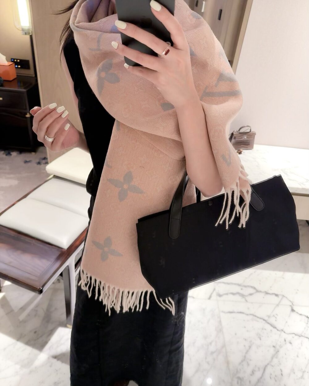 Louis Vuitton Beige Monogram Cashmere Scarf