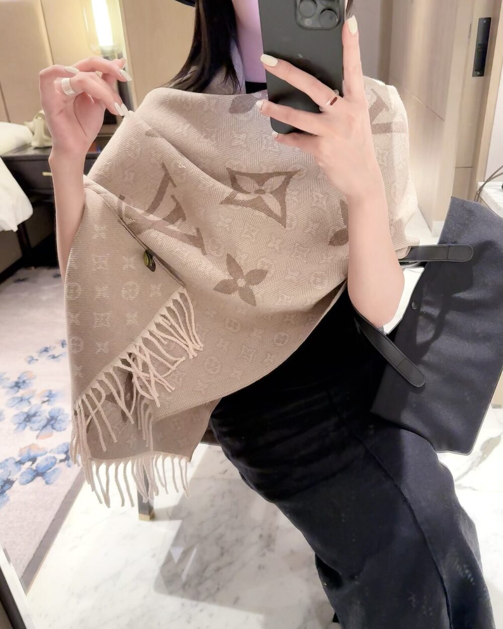 Louis Vuitton Beige Monogram Cashmere Scarf