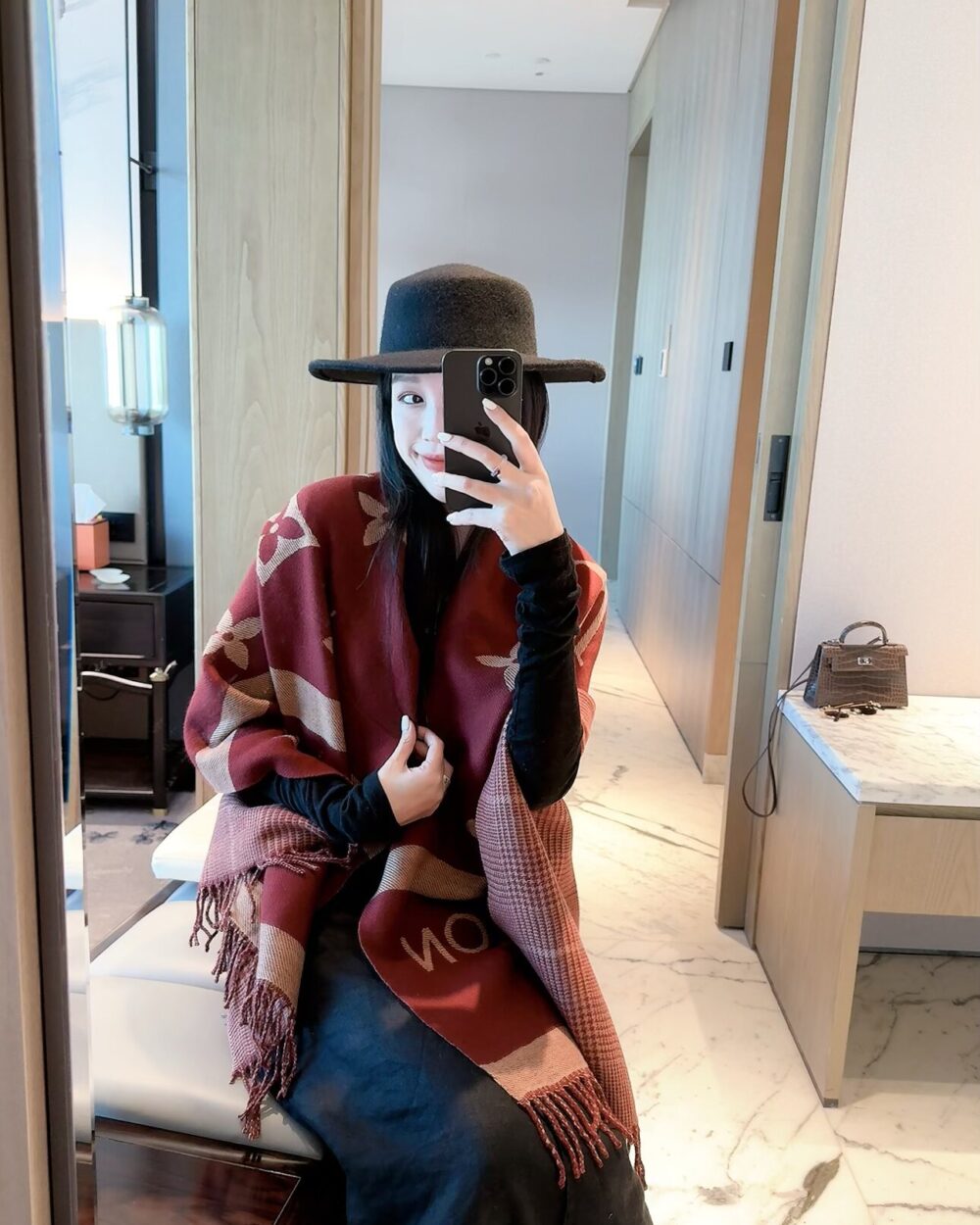 Louis Vuitton Burgundy Monogram Cashmere Scarf