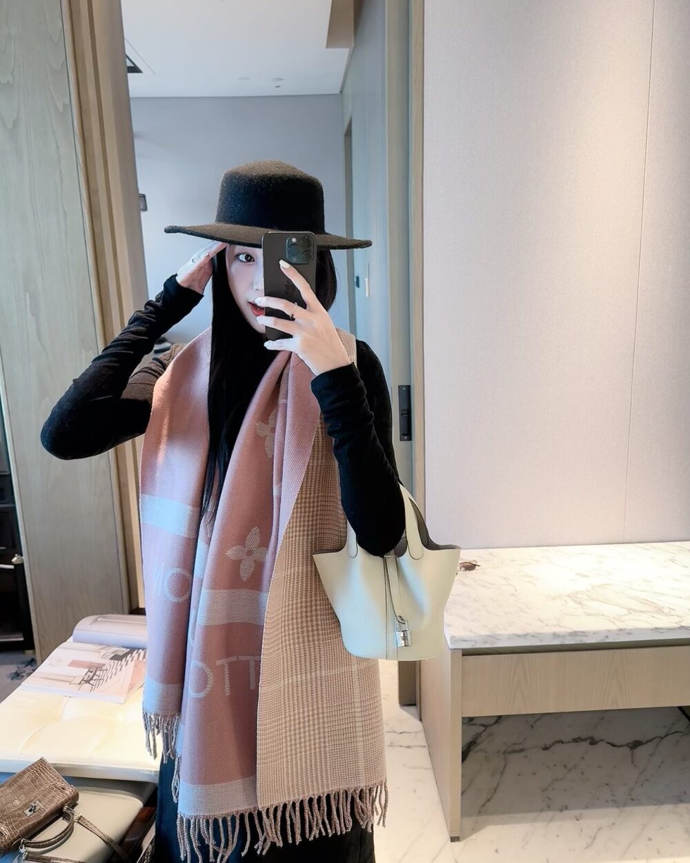 Louis Vuitton Pink Monogram Cashmere Scarf