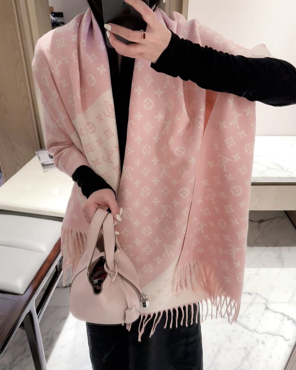 Louis Vuitton Pink Monogram Cashmere Scarf