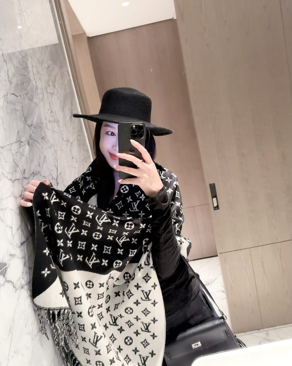 Louis Vuitton Black Monogram Cashmere Scarf