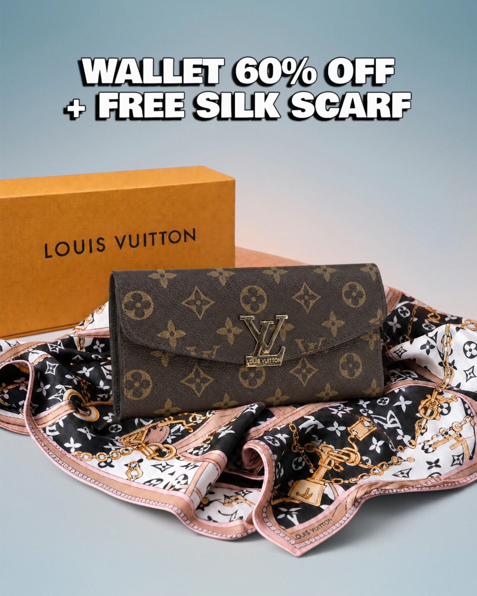 Louis Vuitton Brown Monogram Canvas Long Flap Wallet