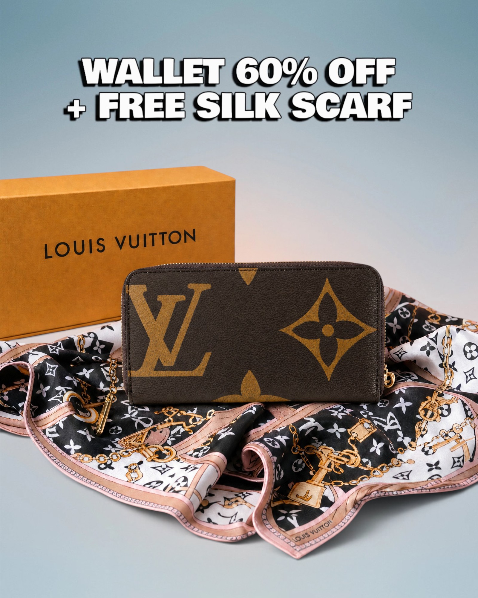 Louis Vuitton Brown Giant Monogram Canvas Zippy Wallet