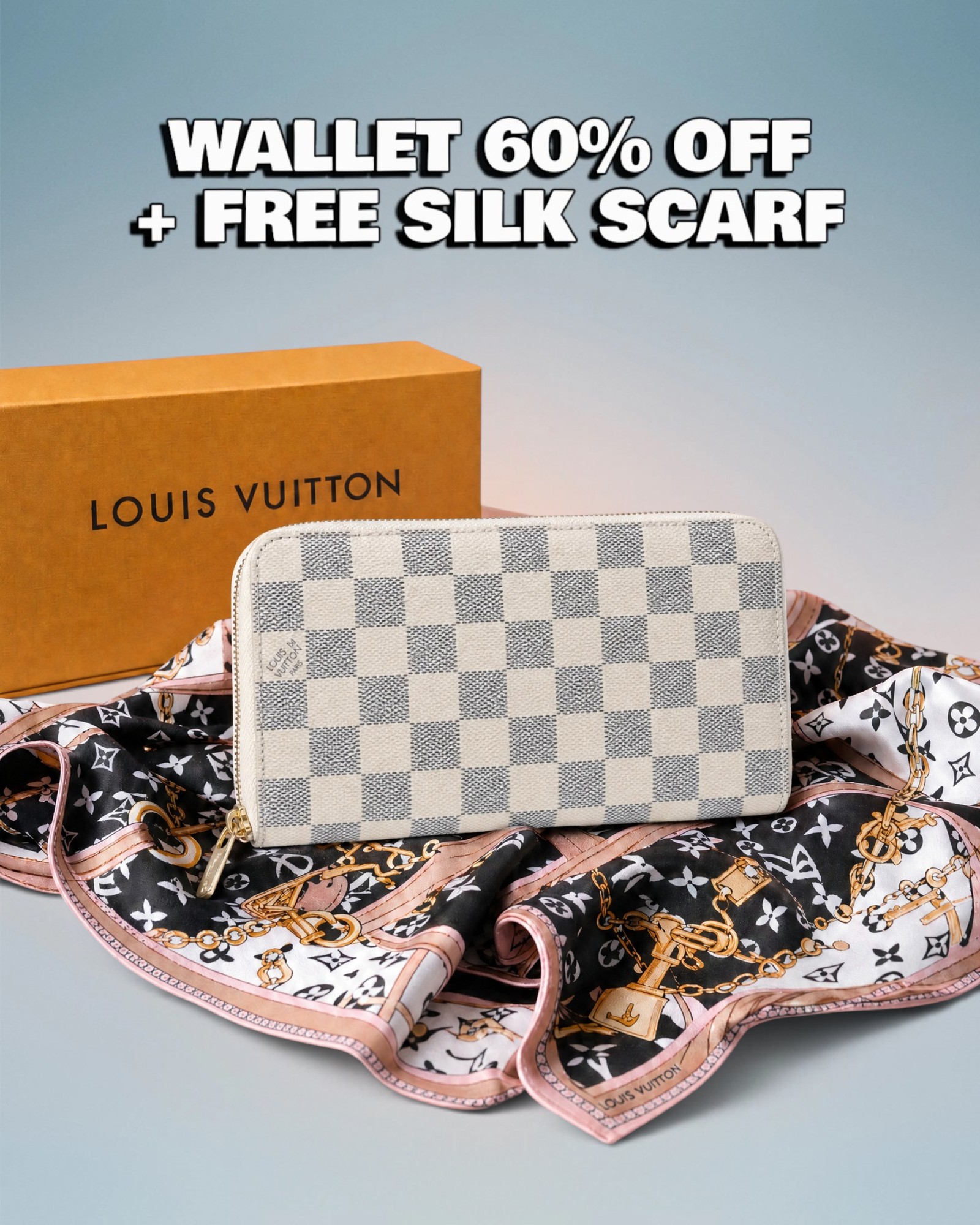 Louis Vuitton Cream Damier Azur Zippy Wallet