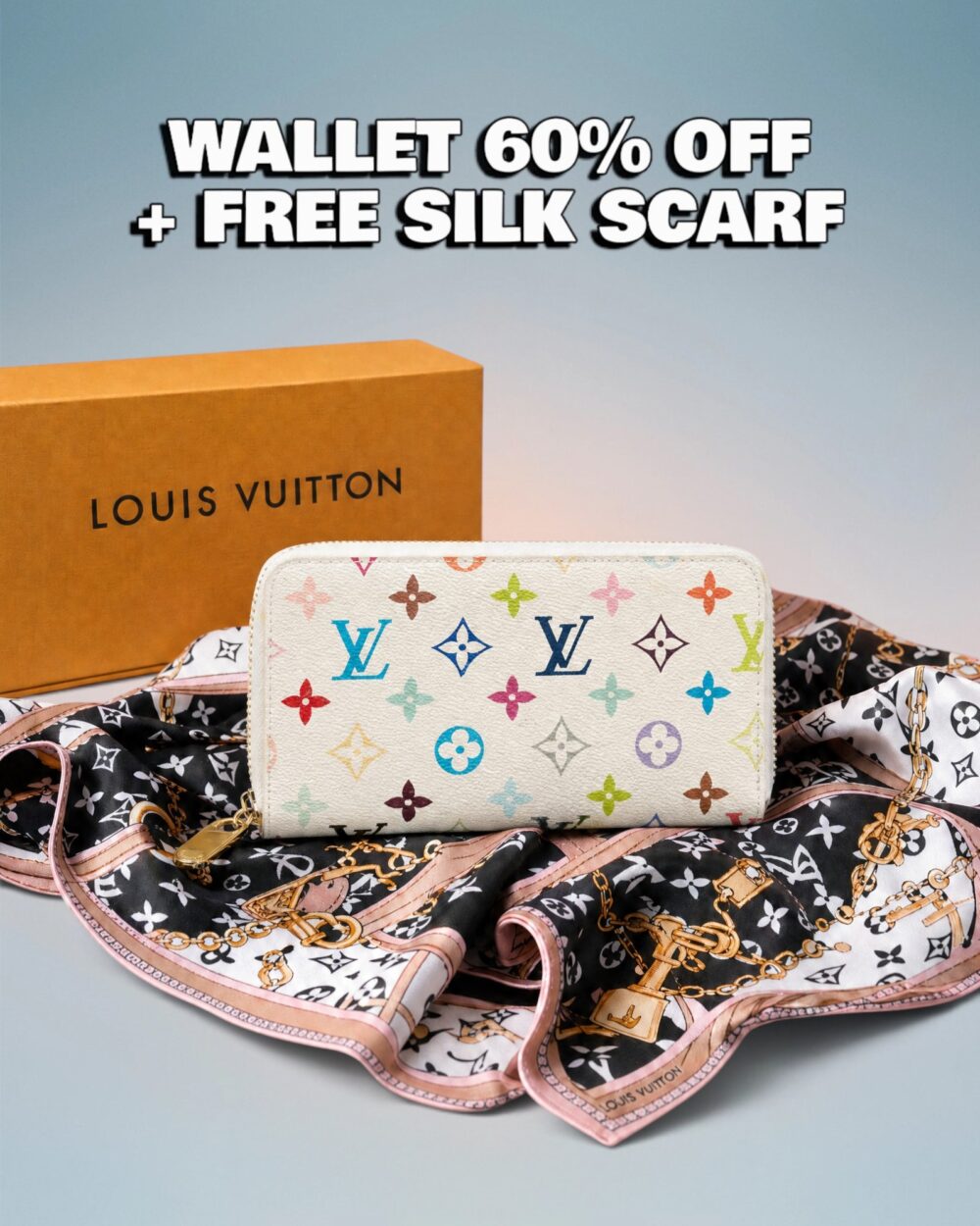 Louis Vuitton White Multicolor Monogram Zippy Wallet