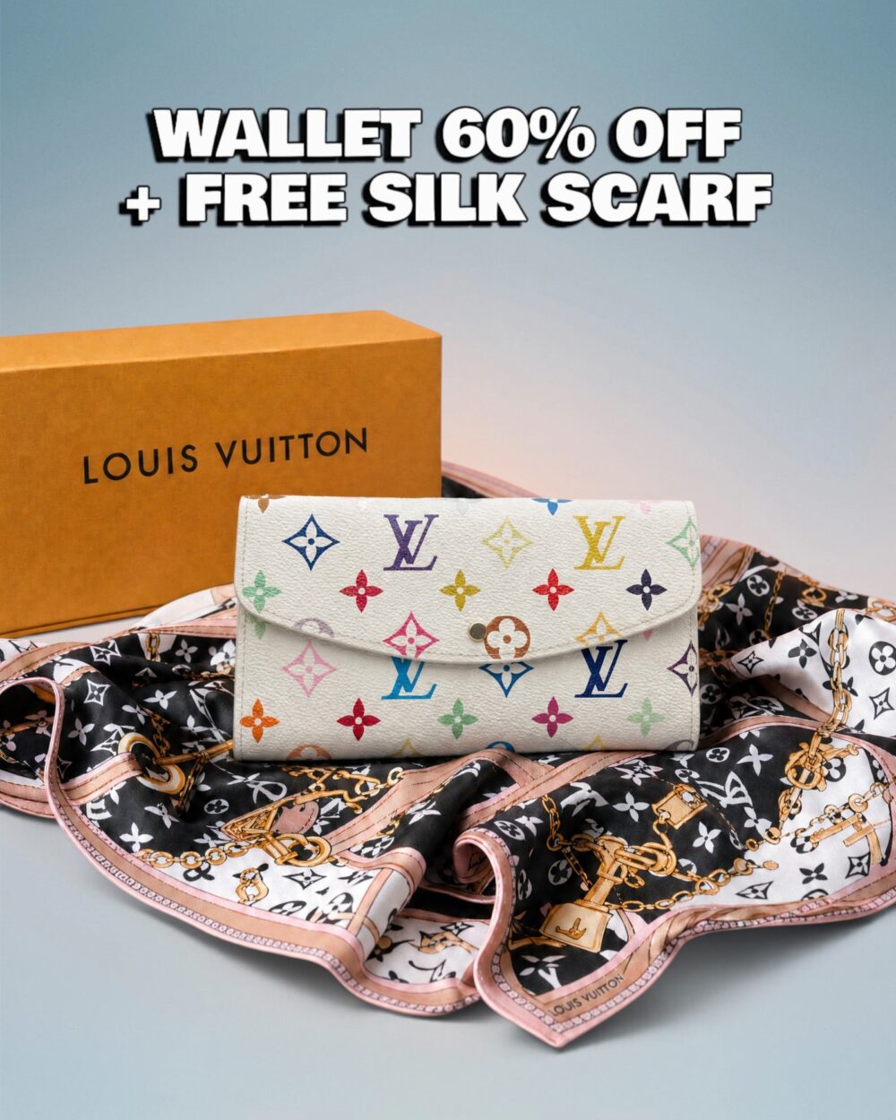 Louis Vuitton White Multicolor Monogram Sarah Wallet