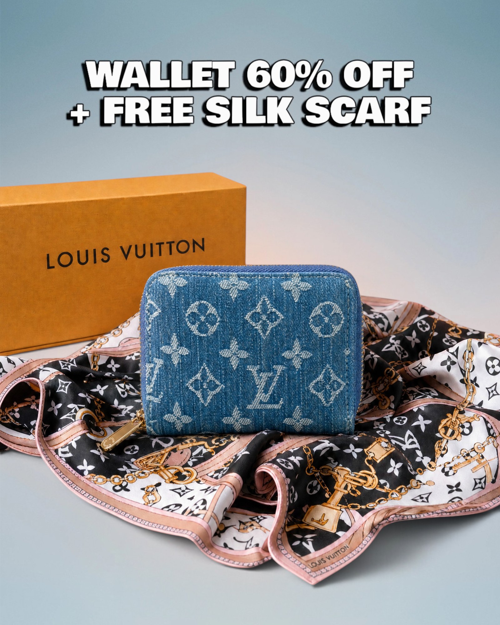 Louis Vuitton Blue Denim Monogram Zippy Coin Purse