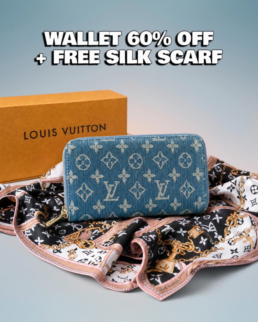 Louis Vuitton Blue Denim Monogram Zippy Wallet